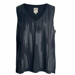 GO by Gosilk Tank‎ Top Classic 100% Silk Embellished Black Cocktail Medium NWOT